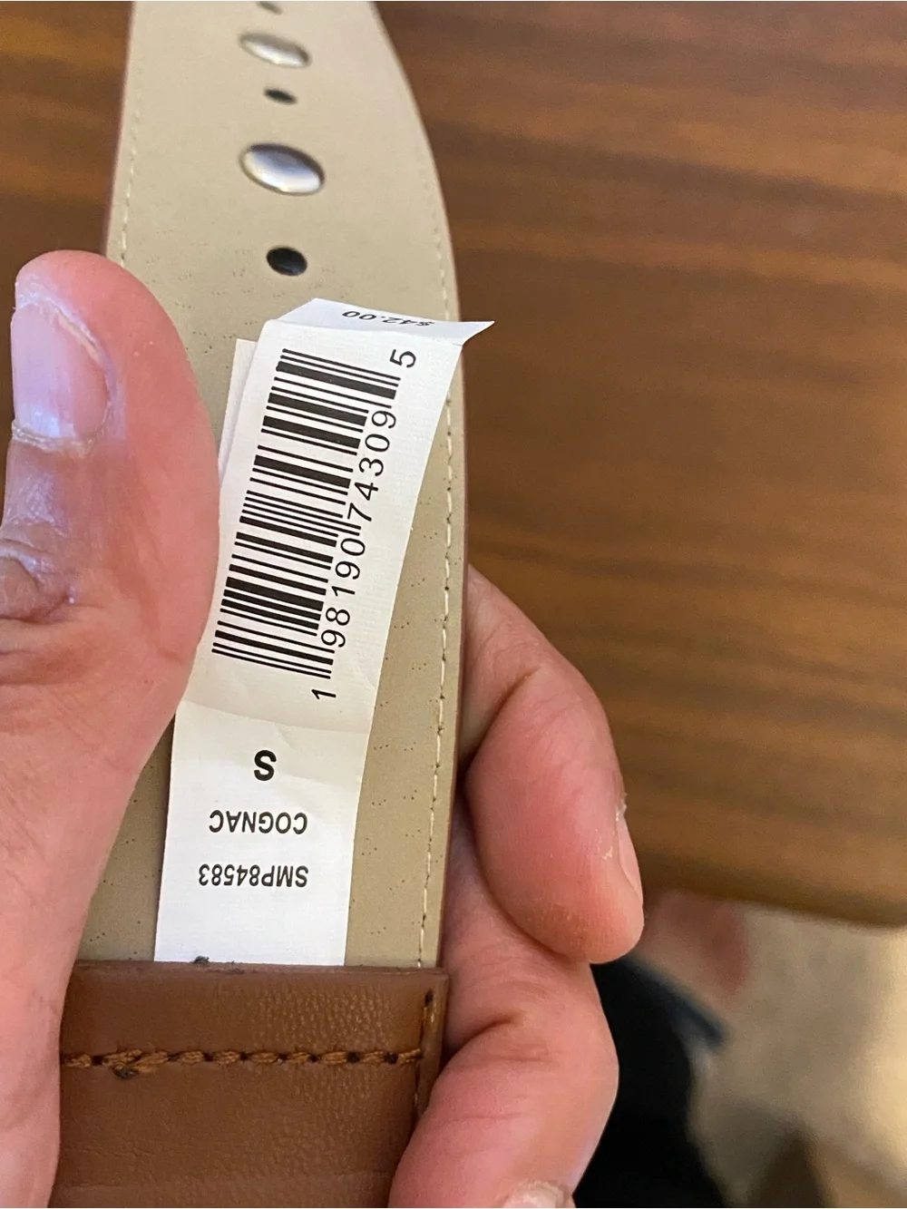 Steve Madden Tan/Brown Leather Belt with Silver-Tone Studs